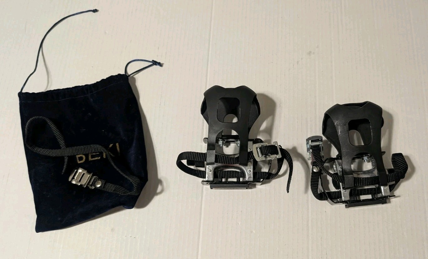 Bike Pedals with Toe Clips & Straps Alloy Platform Reflectors – Pair w/ Bag