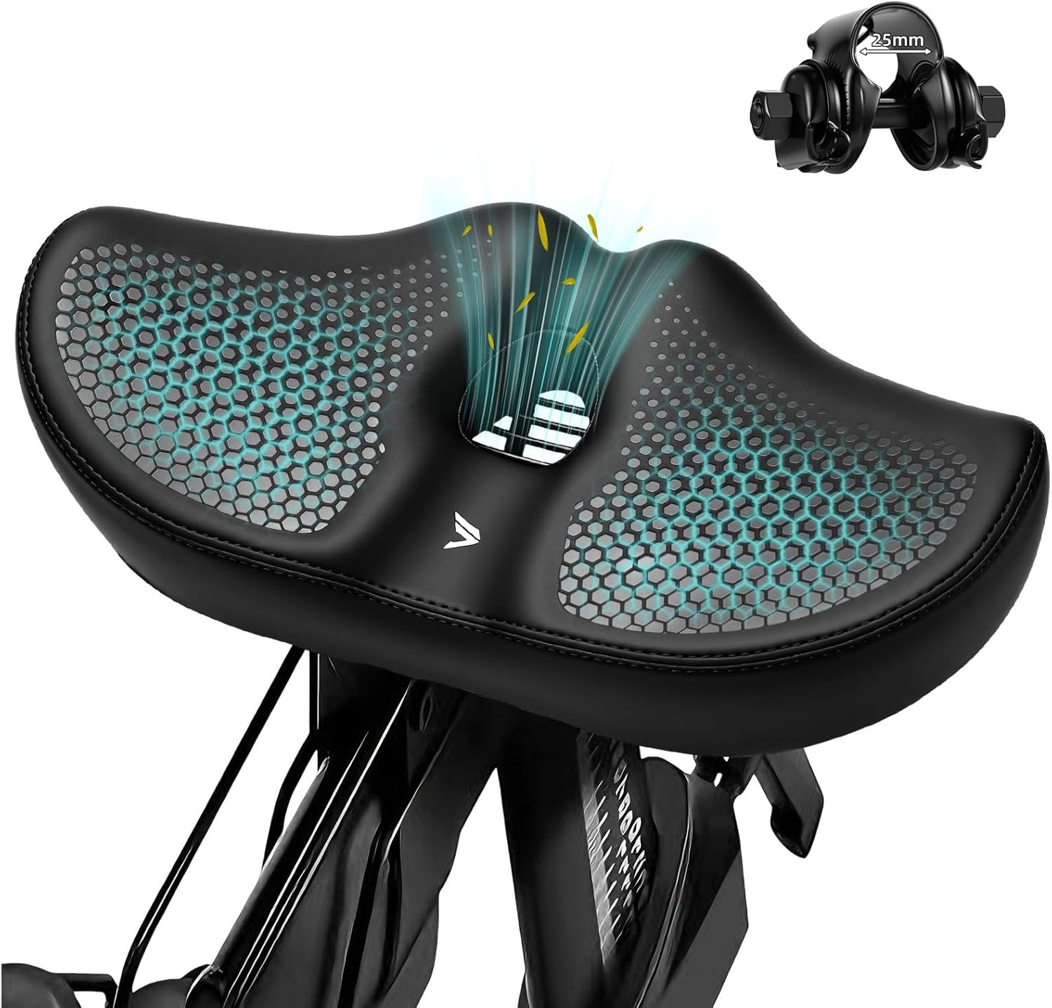 Extra Wide Noseless Bike Seat Cushion for Men Women Memory Foam Filling Large Bi
