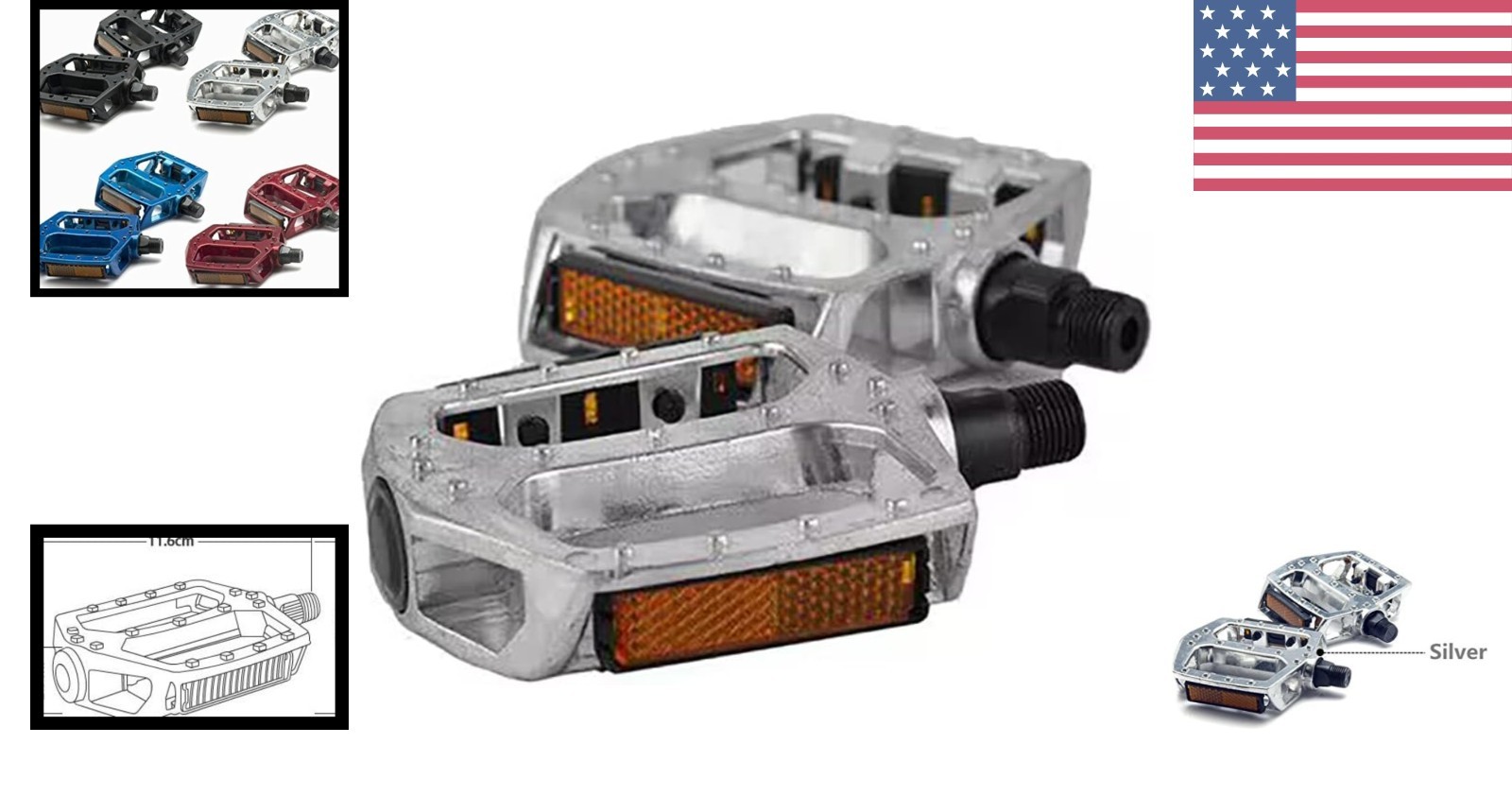 Multi-Color Aluminum Flat Platform Pedals for Road & Mountain Bikes – 9/16″