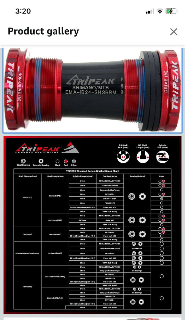 Tripeak BSA Threaded Bottom Bracket Shimano MTB ( 68mm-73mm)-Red
