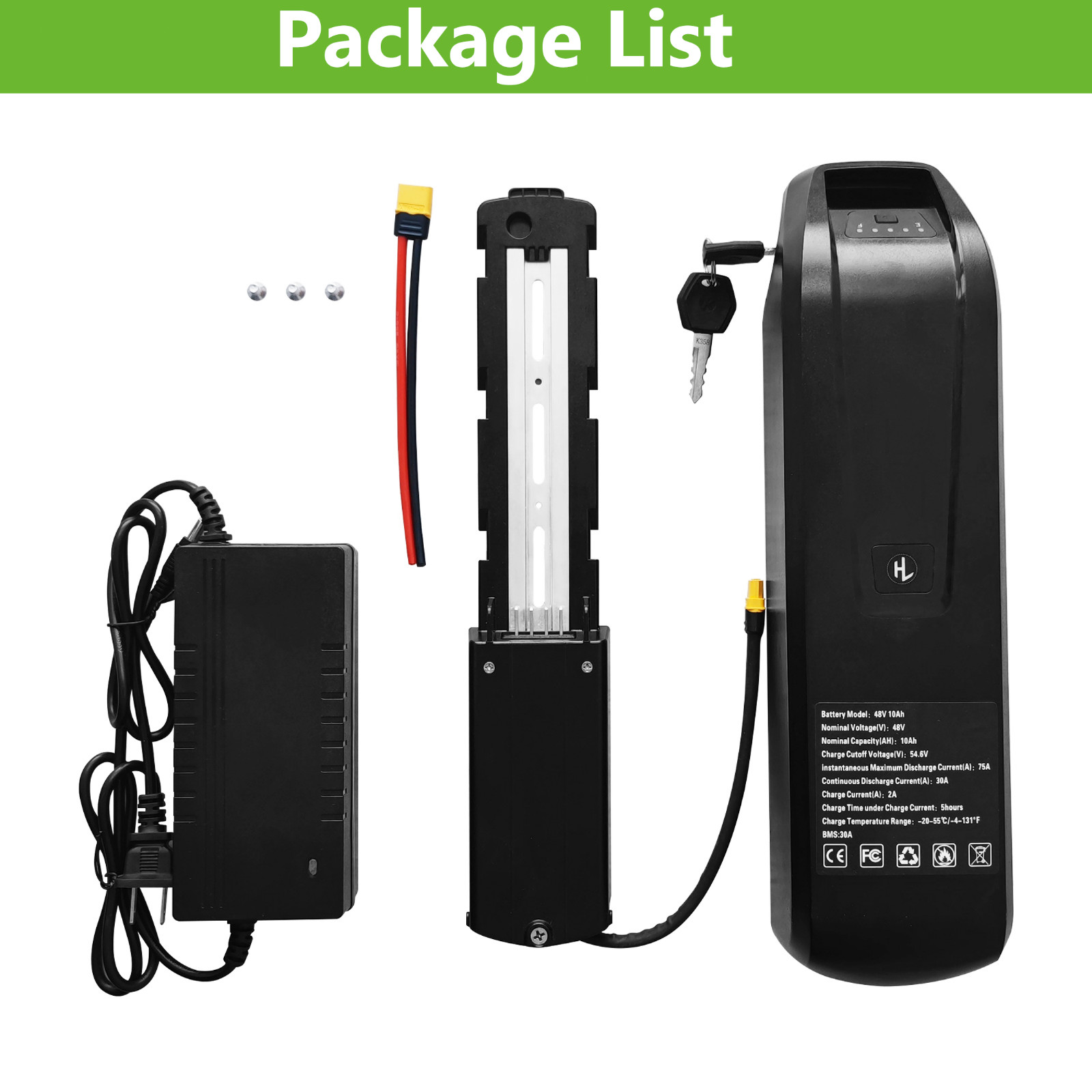 48V lithium battery bike 4PIN 10Ah/15Ah/20Ah for 0-1800W electric bicycle Motor