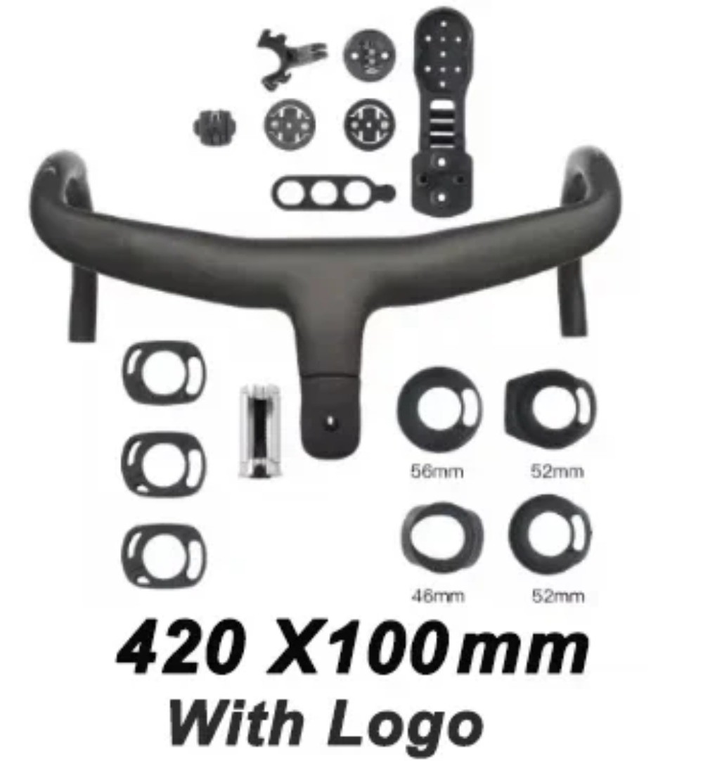 Carbon Fiber Road Bike Integrated Handlebar 400mm 420mm 440mm Computer Mount