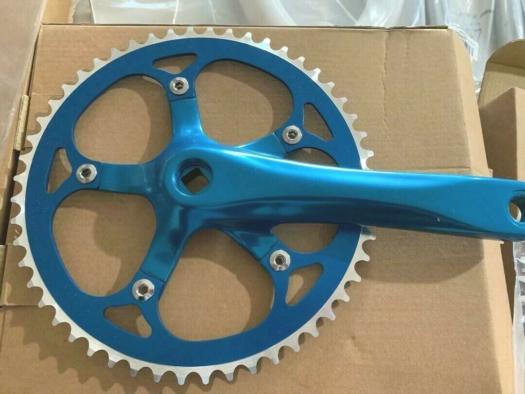 Blue Bicycle Crank Set Alloy 52T x 175MM Track MTB Fixie for Single Speed Bikes