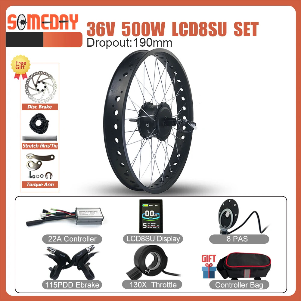 20/26in 36V 48V 500W Rear Cassette Hub Motor for Snow Fat Bike Conversion Kit