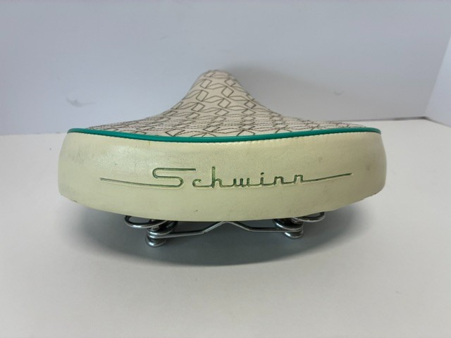 Schwinn Cruiser Wide Comfort Saddle Bike Seat Dual Springs Quilted White/Teal