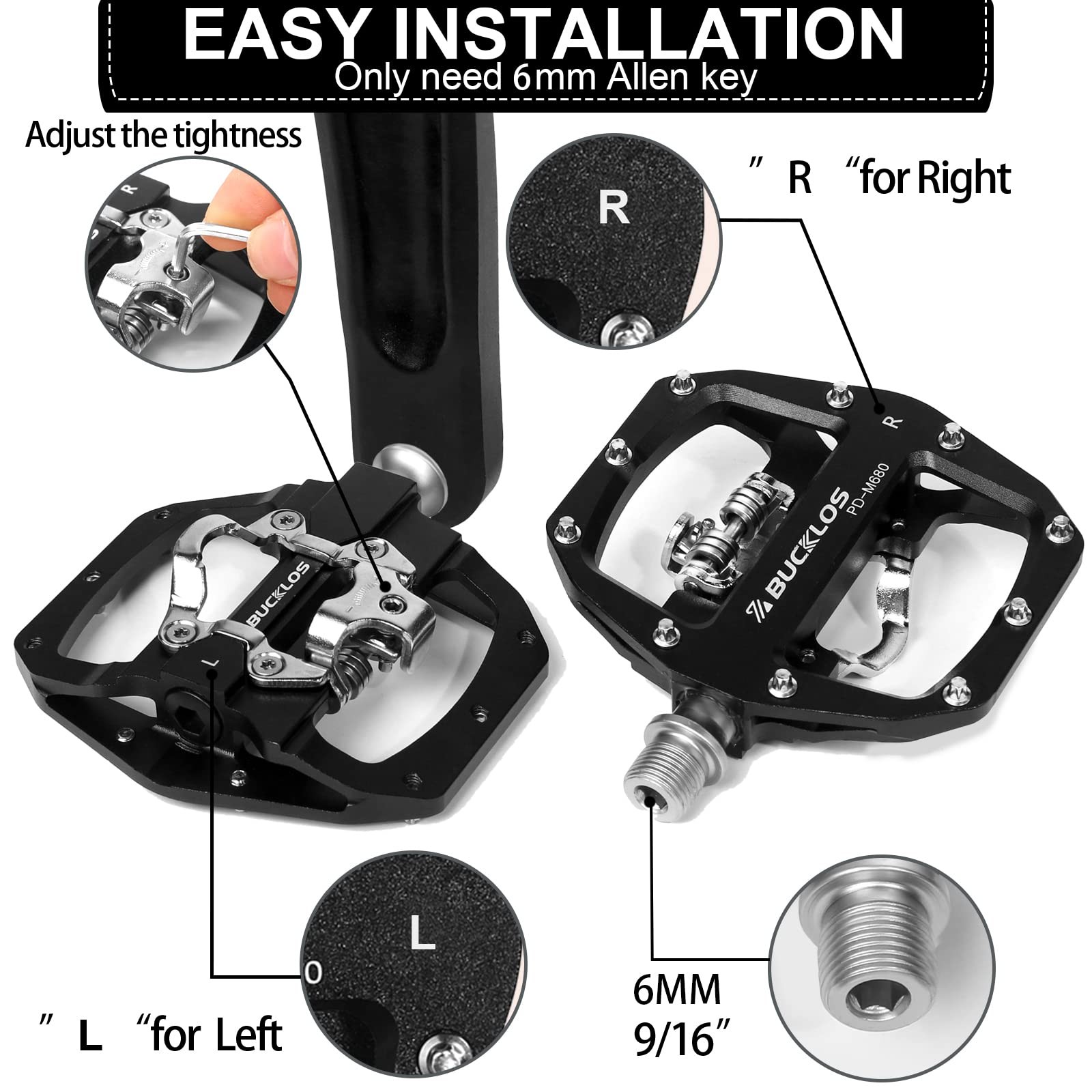SPD Dual Sided Clipless Pedals for Mountain & Road Bikes – Shimano Compatible
