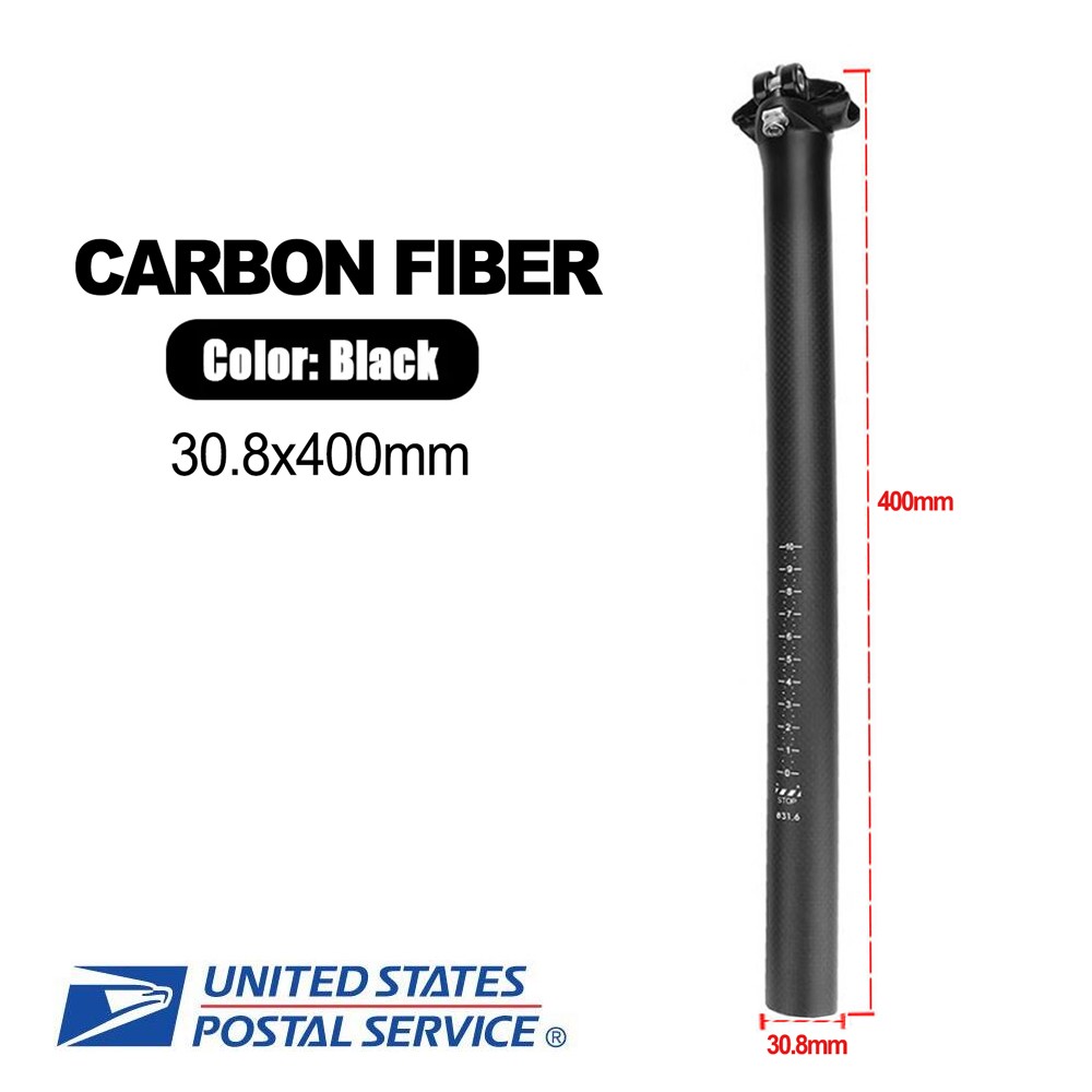 TOSEEK 30.8mm Seatpost Carbon Fiber 400mm Mountain Road BMX Bike Seat Tube Clamp