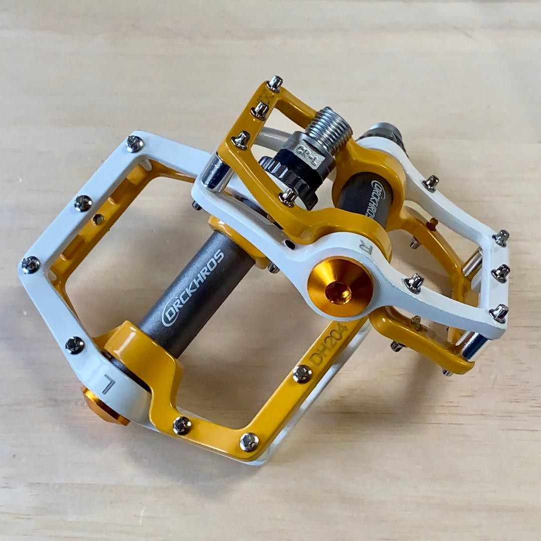 DRCKHROS Flat Pedal Yellow White Smooth Bearing Bicycle Pedal New