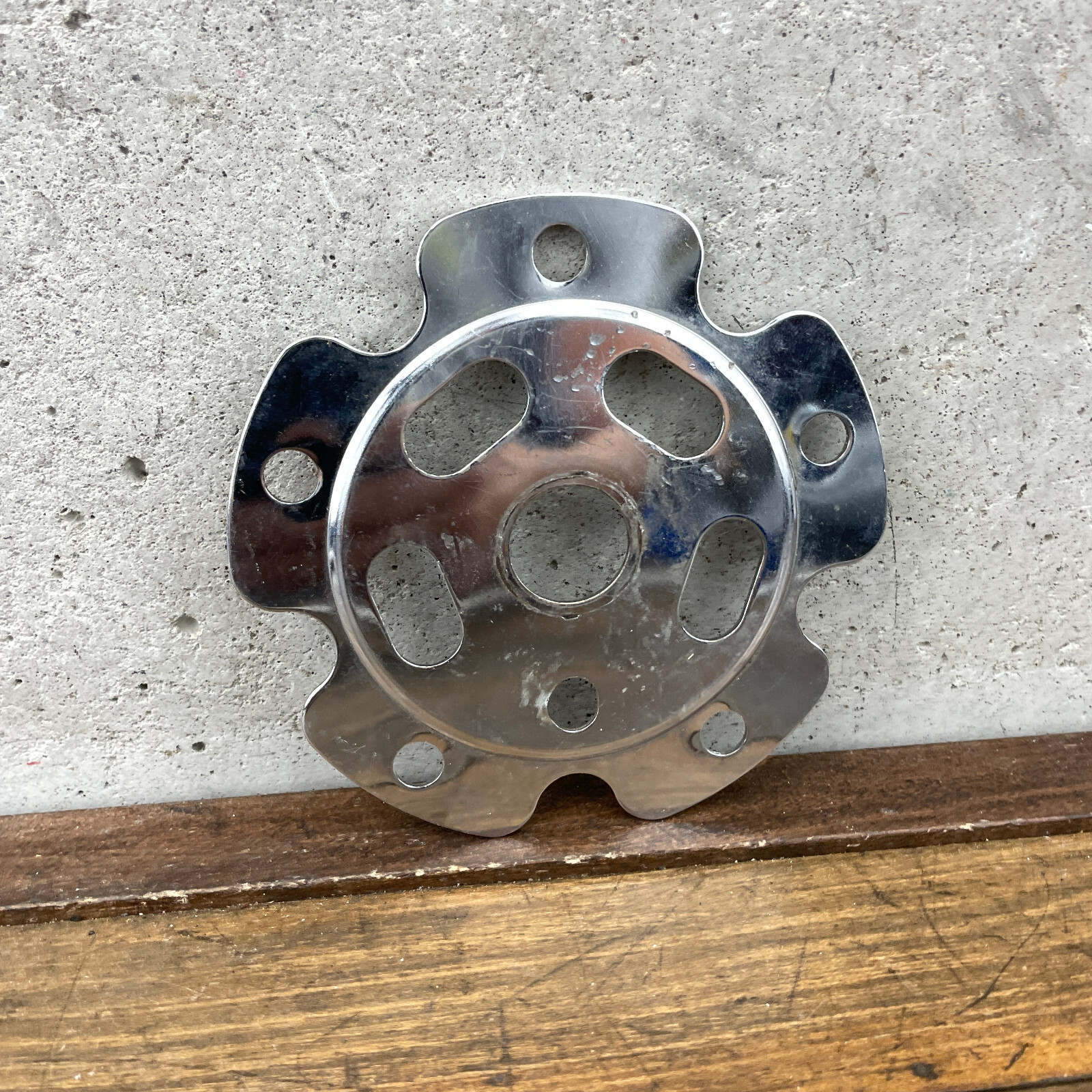 Old School BMX Power Plate Spider Chrome Disc 110 OG 80s Silver Freestyle