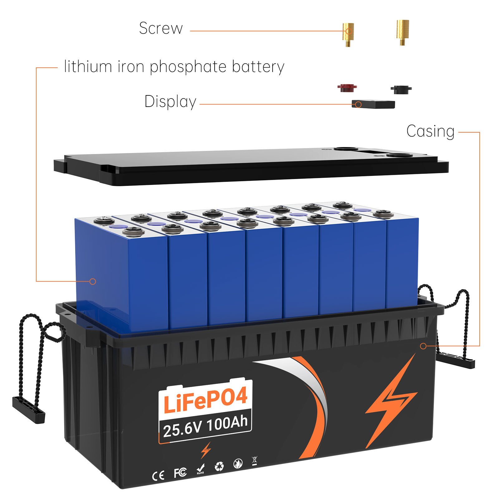 UPP 12V 24V 100Ah 300Ah LiFePO4 Battery Lthium for RV Marine Solar Home Energy