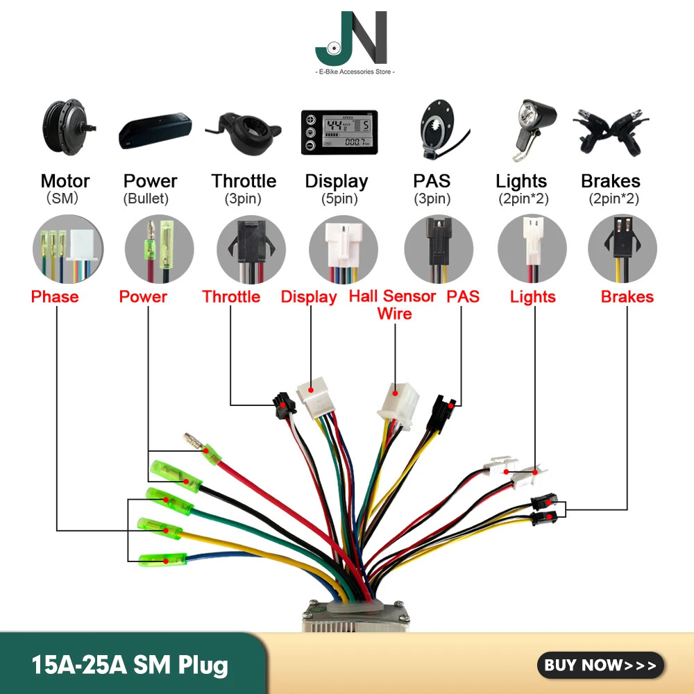 36V 48V 250W 350W 500W 750W 1000W 1500W Ebike Controller with SM WP Connector Us