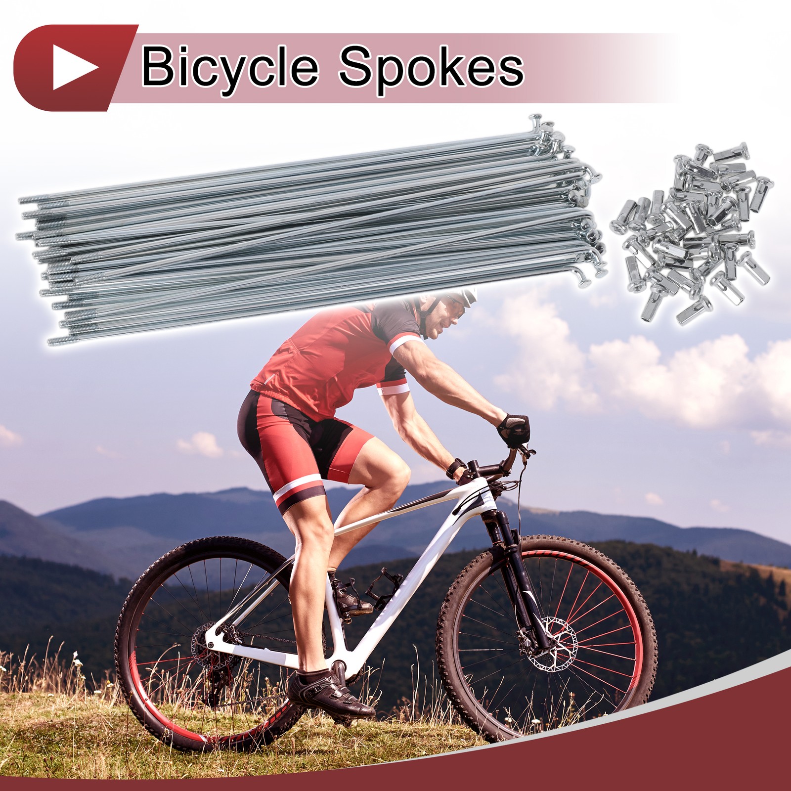 36 Set 12G Bicycle Spokes 185mm Bike Wheel Spokes 45 Steel Galvanized