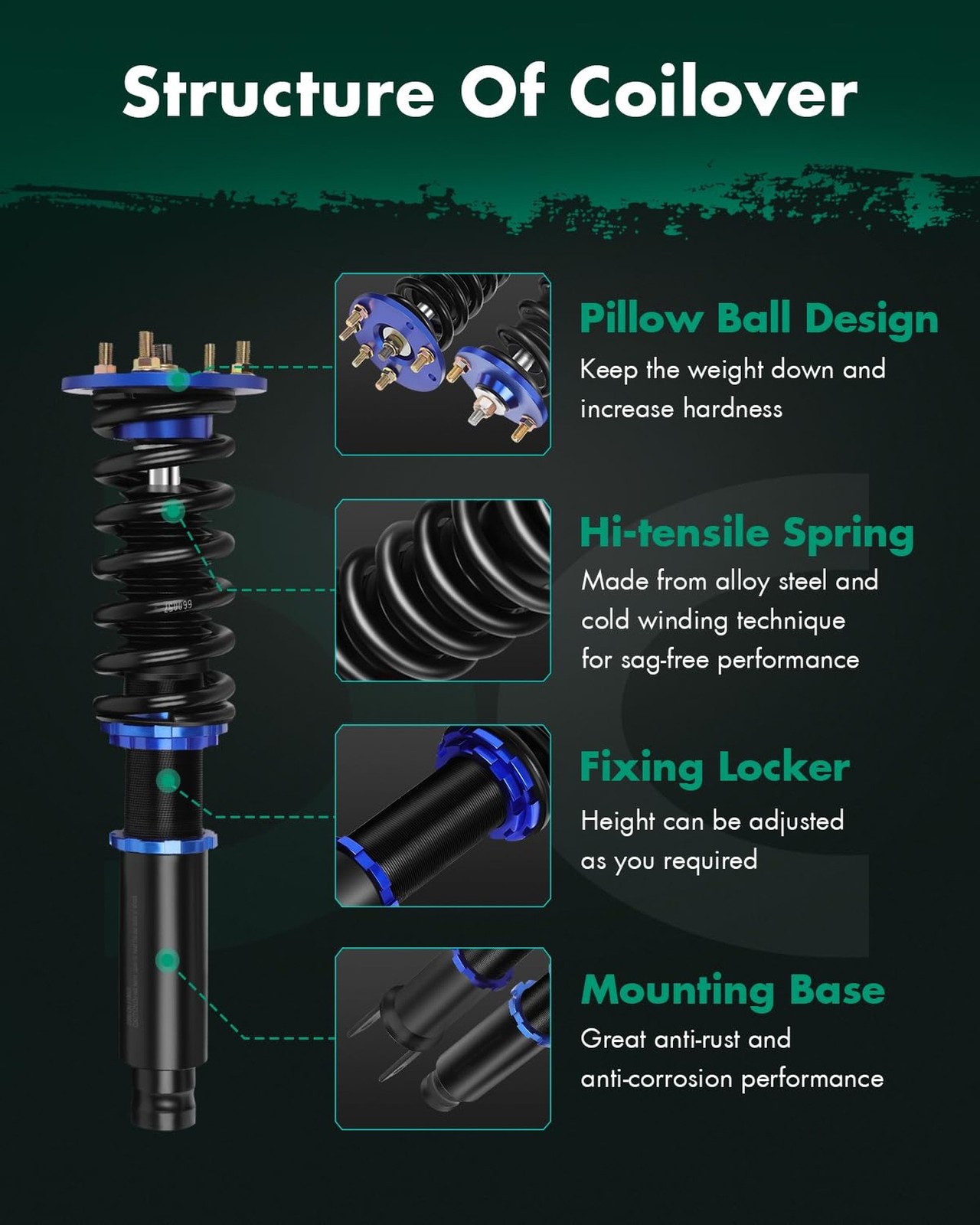 Coilover Suspensions Shock Struts Kits Assembly SCITOO Full Set Shocks Struts…