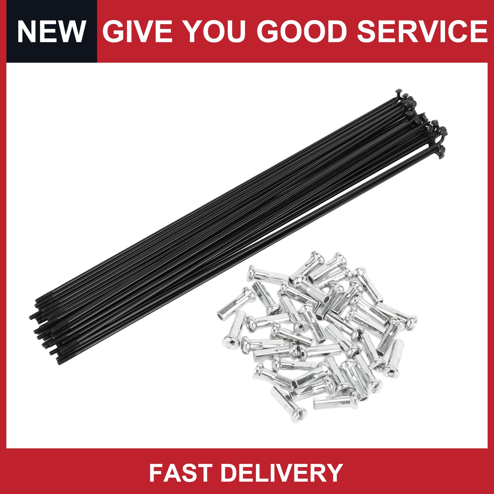 1 Set 14G 257mm Length Bicycle Spokes Nipple Carbon Steel Black Universal New