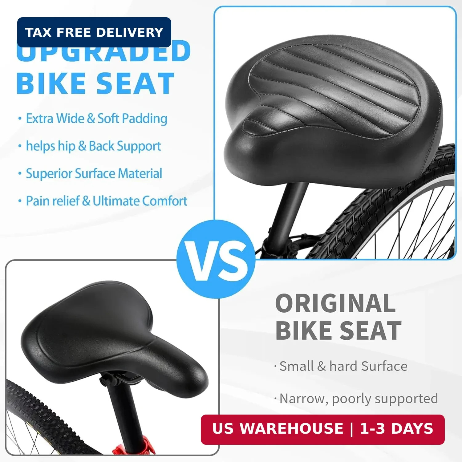 CDYWD New Noseless Bike Seat for Men Women Comfort Wide, Large Soft Padded Bicyc