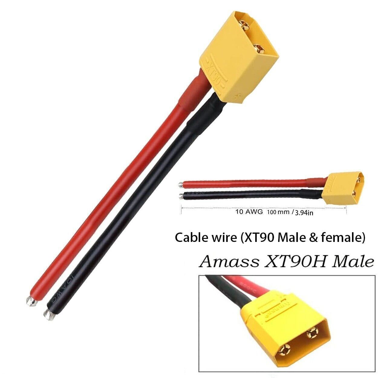 XT60 plug Male Bullet Connectors Extension Cable for ebike Scooter Lipo Battery