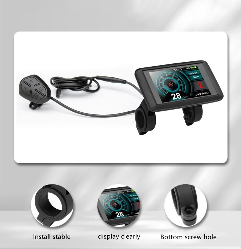 E-Bike Compatible UKC1+ Smart LCD Color Screen with light wire 5PIN SM plug.