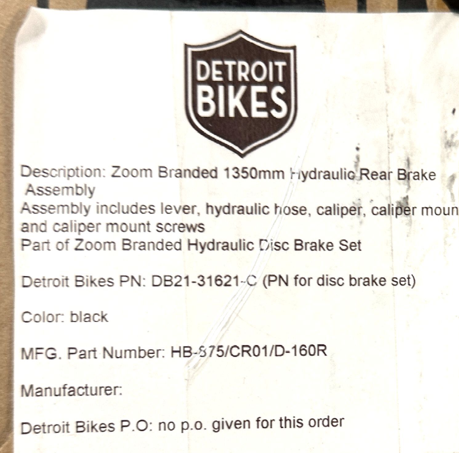 ZOOM HB-875 Bicycle Hydraulic Disc Brake Bike Front/Rear 700mm 1350mm IS/PM New