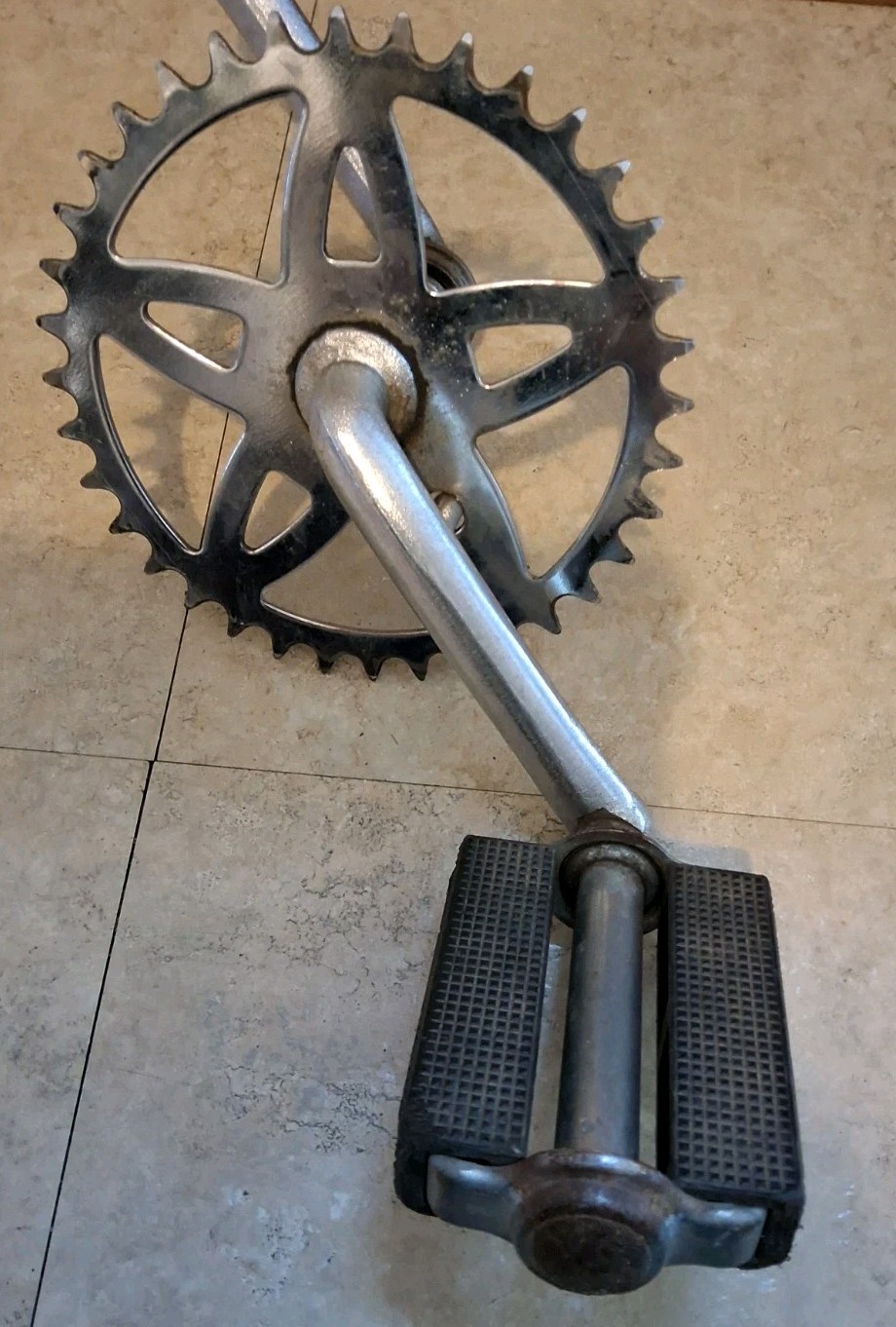 Vintage Steel Sprocket 36 Tooth With Crank Arms And Pedals Swinger Muscle Bike