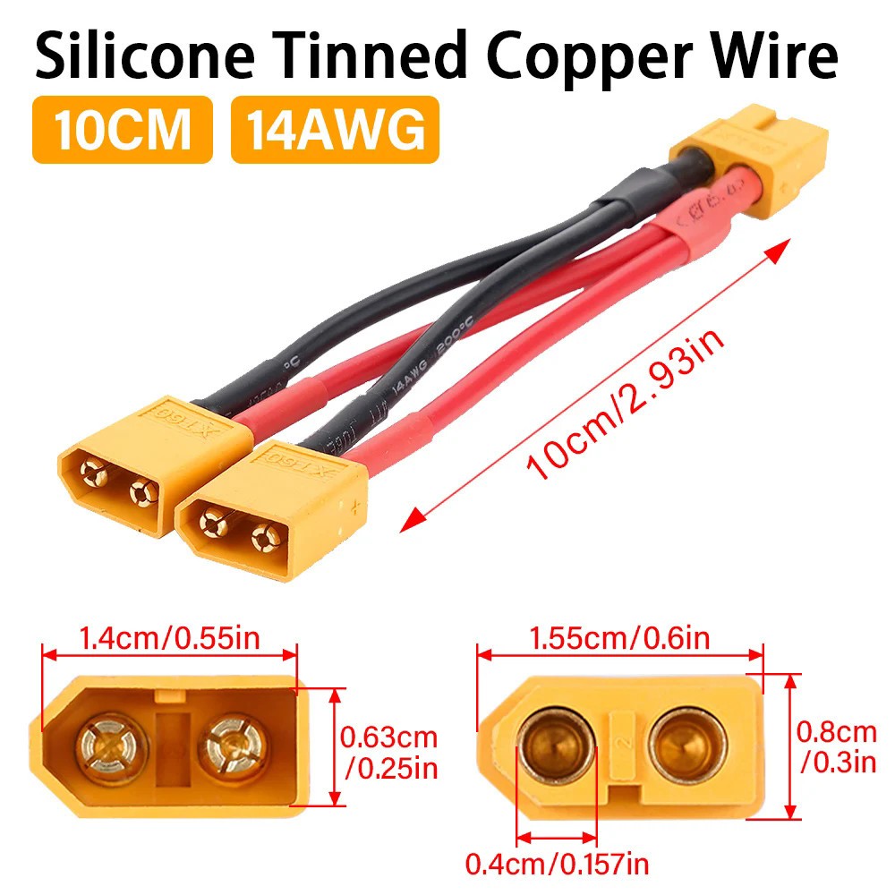 XT60 Parallel Connector Cable Extension Lipo Battery Y Splitter Adapter 10cm