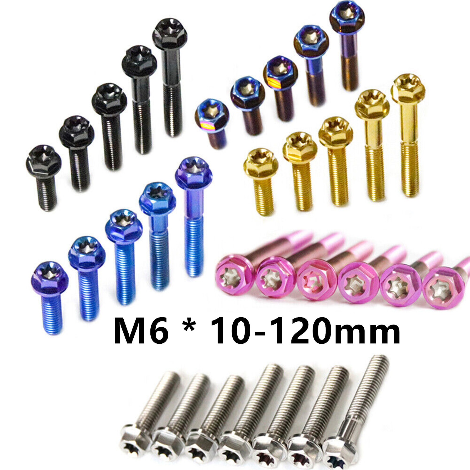 Titanium Hex Washer Screws M6X10-120mm Fastener Bolt Titanium/Gold/Burnt blue