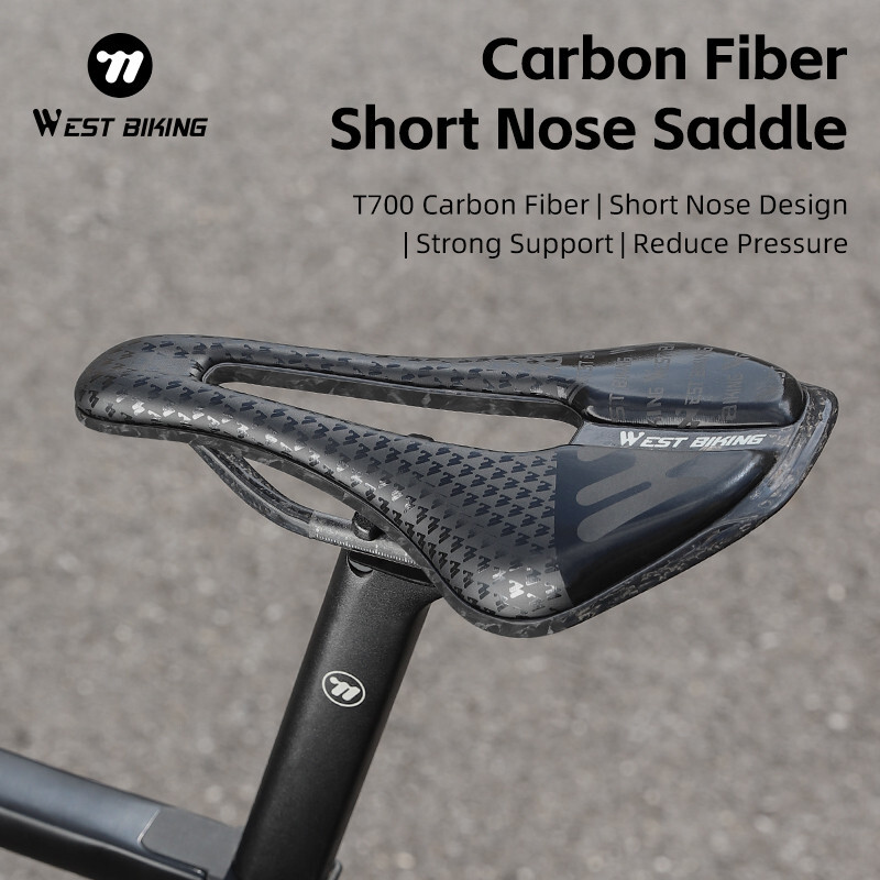 WEST BIKING Carbon Fiber Leather Bicycle Saddles Mountain Bike Road Bicycle Seat