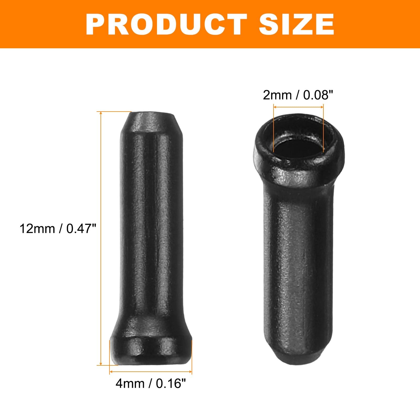 50 Pcs Bike Cable End Caps Set Aluminum Alloy 2mm Black Repair Accessories