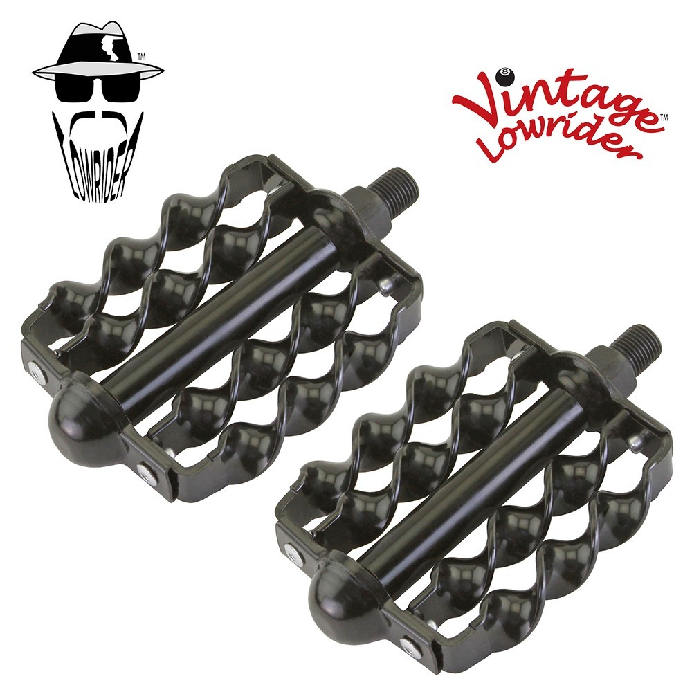 Vintage Lowrider Double Flat Twisted Bicycle Pedals 1/2″ Beach Cruise Bike BLACK