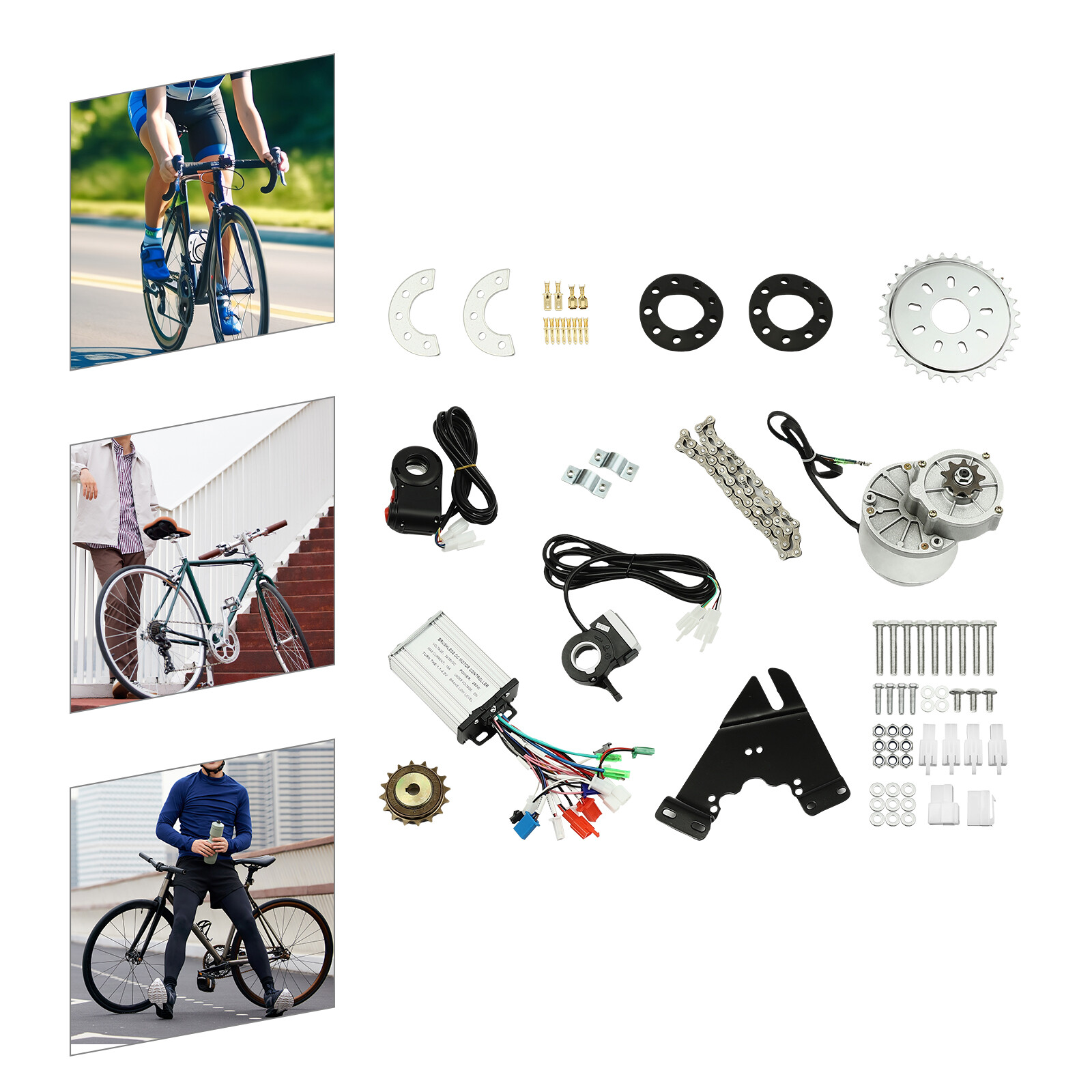 36V 350W Electric Bicycle Brushless Motor Kit E-Bike Conversion Installation Kit