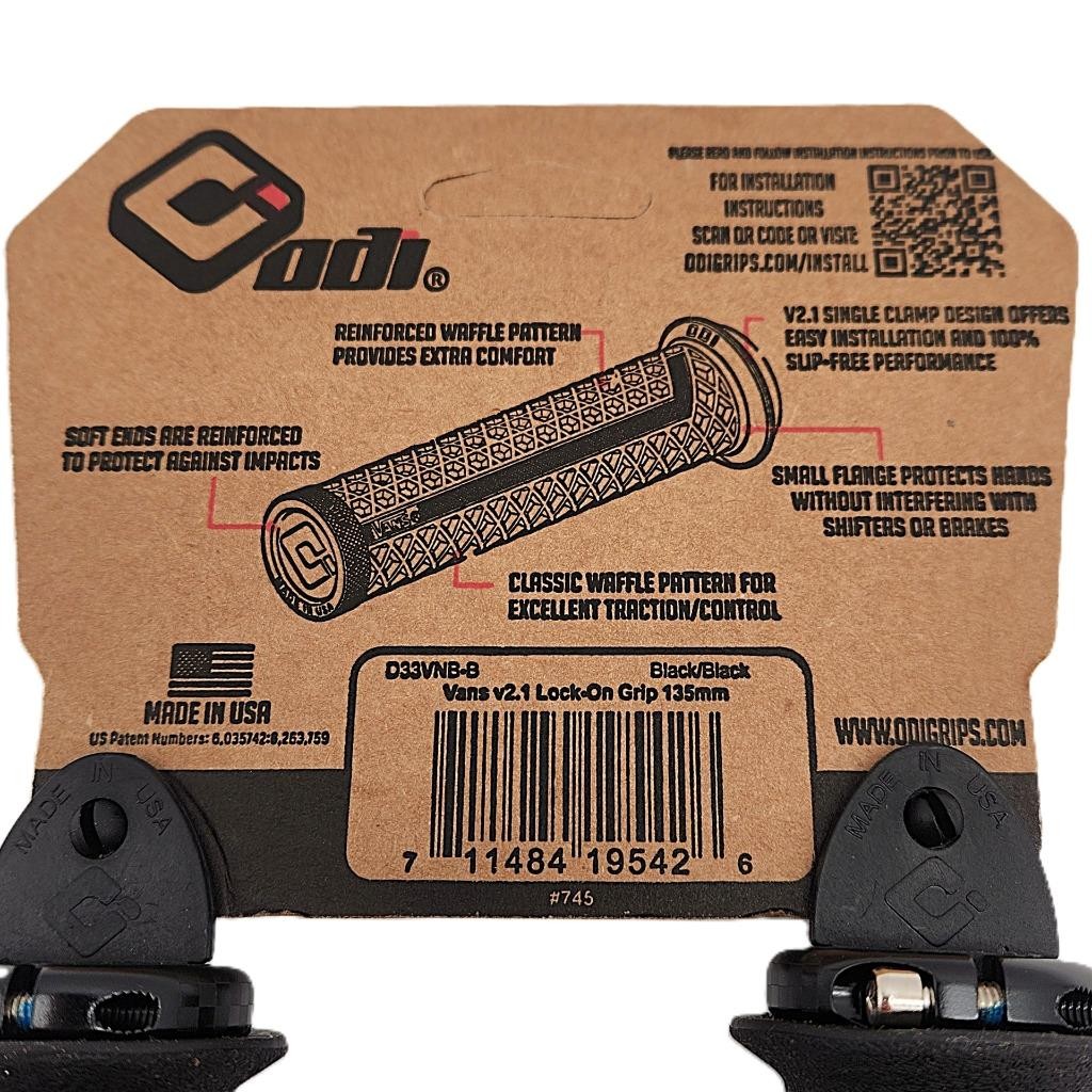 ODI Vans V2.1 Black Lock-On 135mm Bicycle Grips Waffle Pattern Medium Compound