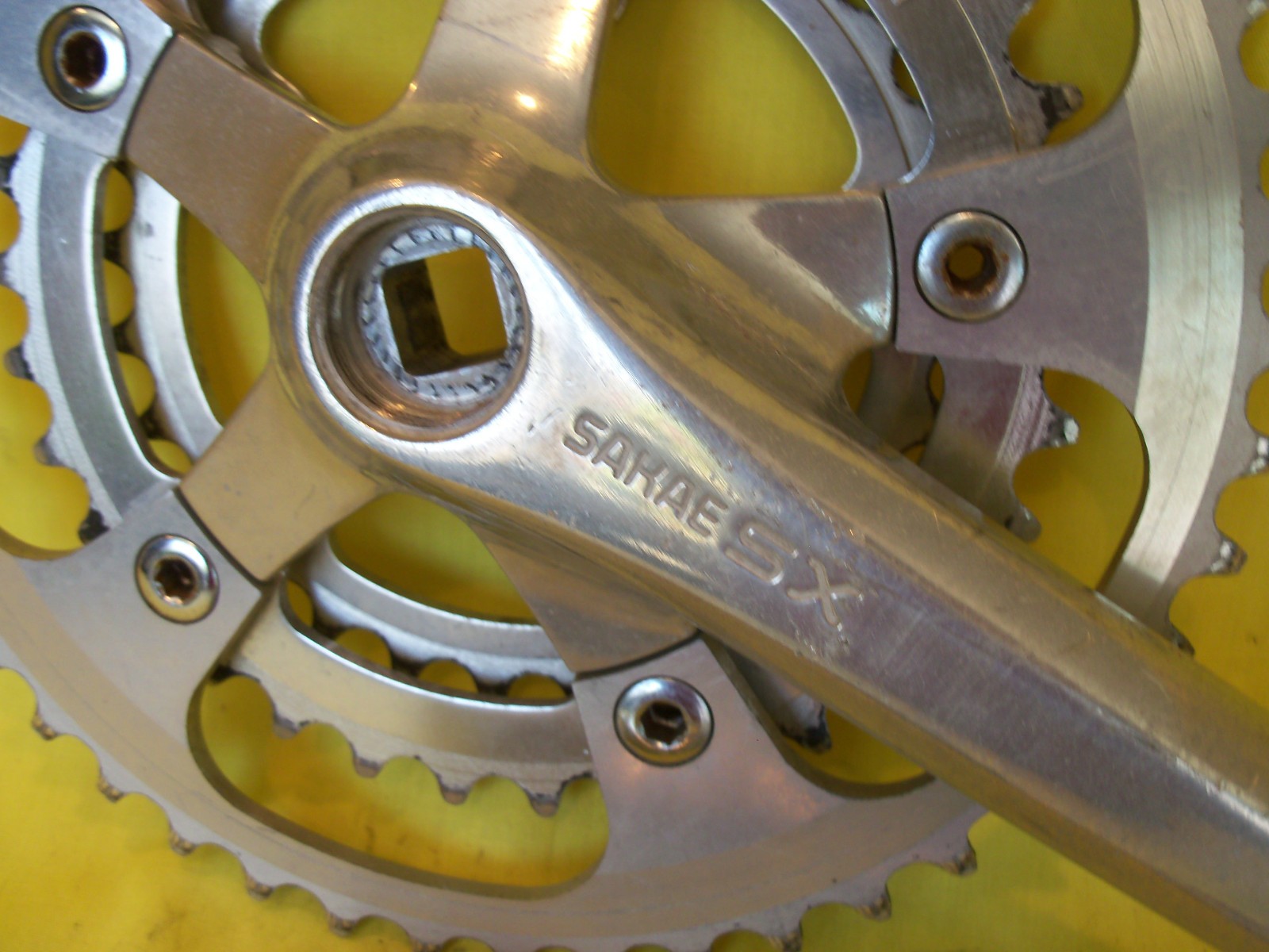 Vintage 1985 Sakae SX Triple 175 mm Crankset, 28/34/45