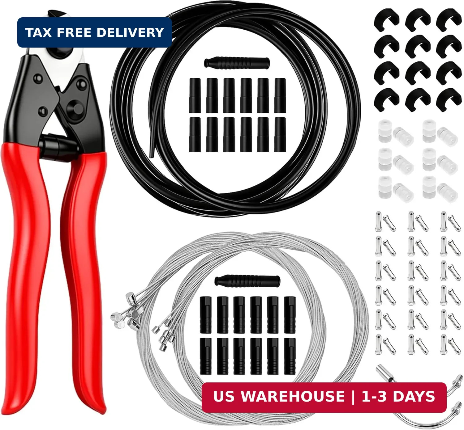 103PCS Universal Bike Brake Cable Kit with Stainless Steel Bike Cable Cutter, Bi