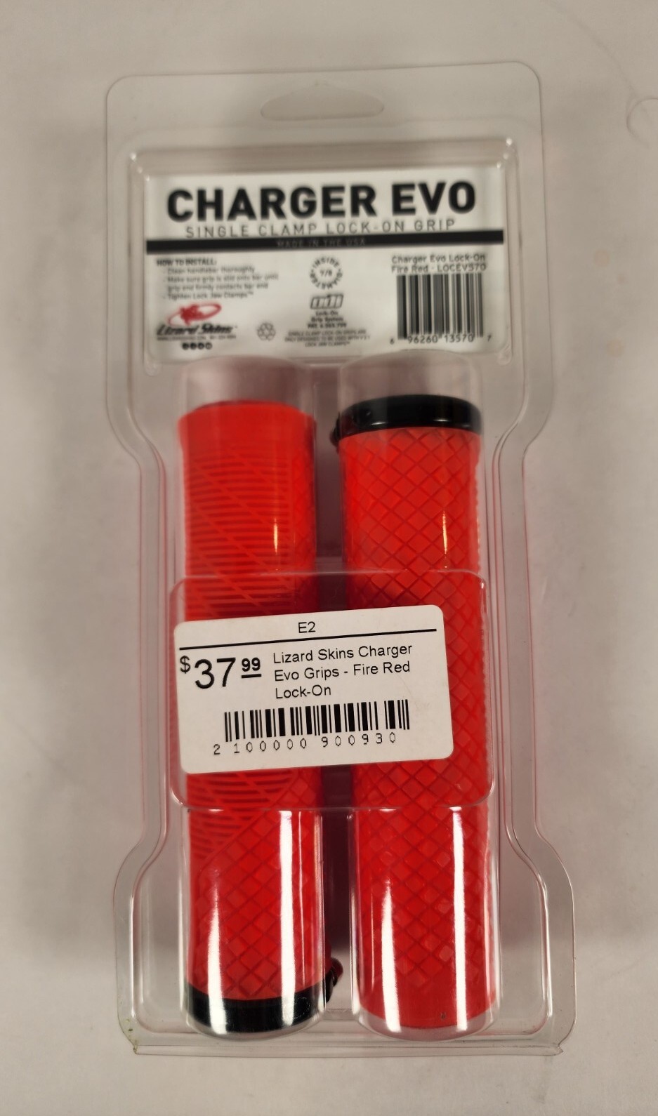 Lizard Skins Charger Evo Grips – FIRE RED Lock-On 136mm Medium Diameter