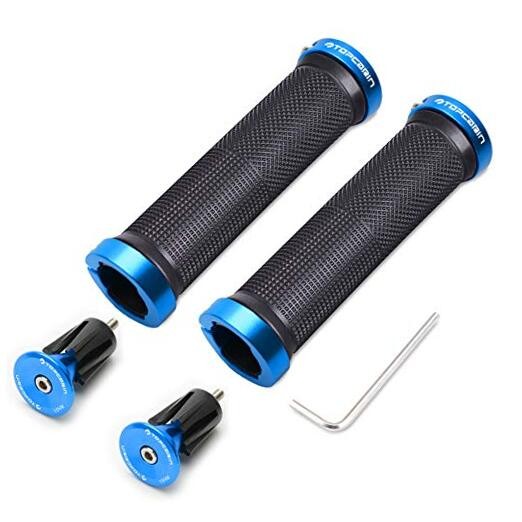 TOPCABIN Double Lock Bicycle (Aluminum Lock Plug+grips) Light blue 1 Pair
