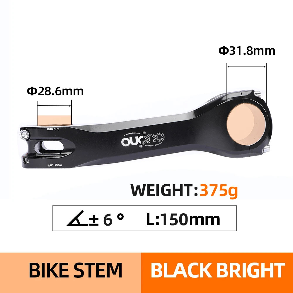 OUO 7075 Aluminum CNC Bike Stem 31.8mm 130-180mm Long MTB Handlebar Stem 6/17°