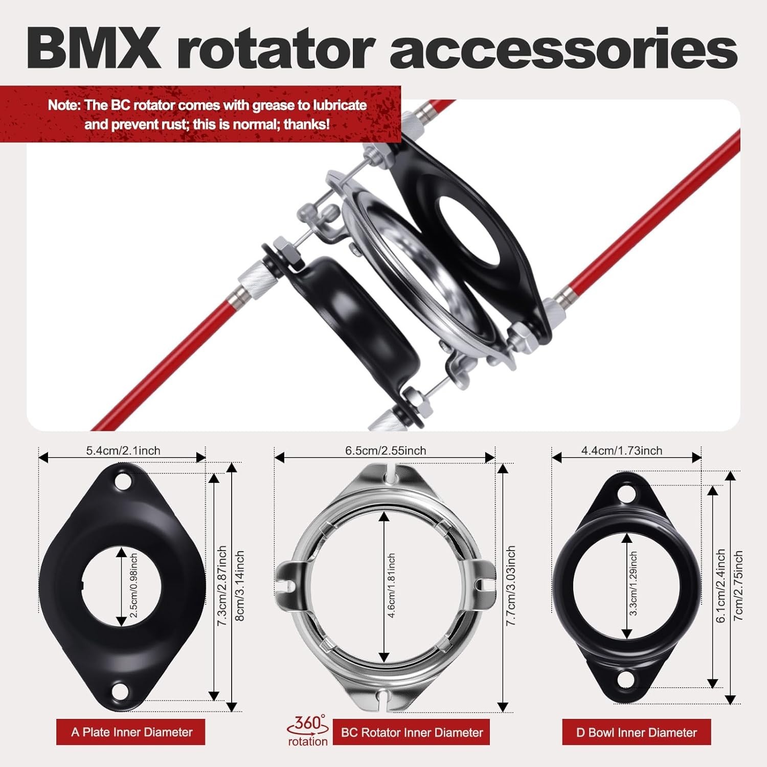 BMX Gyro Brake Cable Set Front Rear Upper Lower Rotor Kit for 20 Inch Bike