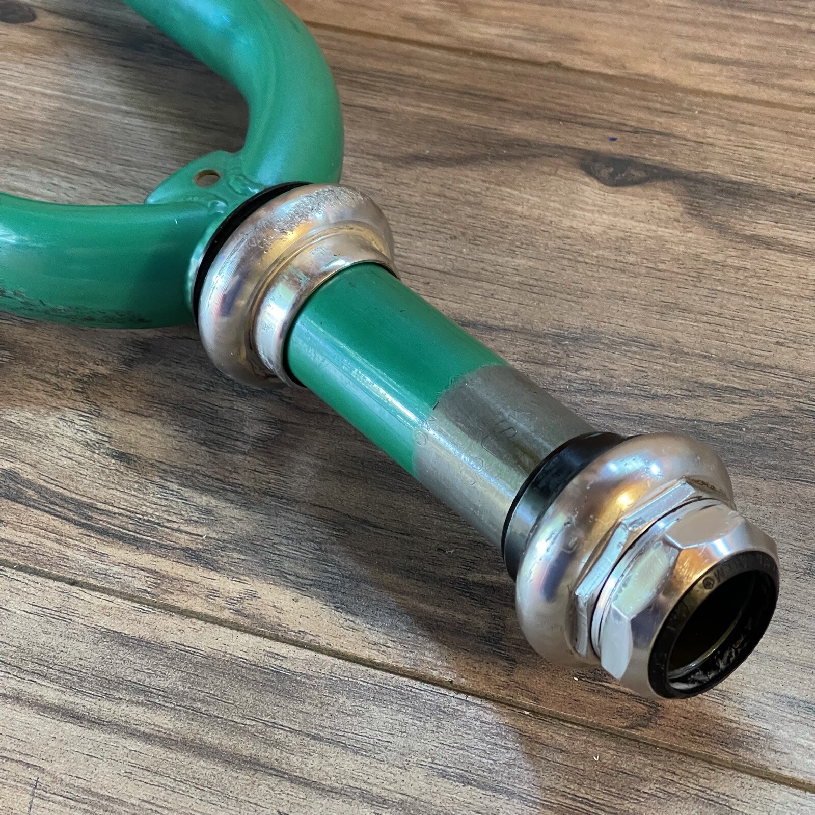 1 1/4 1.25 Inch Oversize Steerer MTB Rigid Fork 26 Threaded 144mm 395mm Green