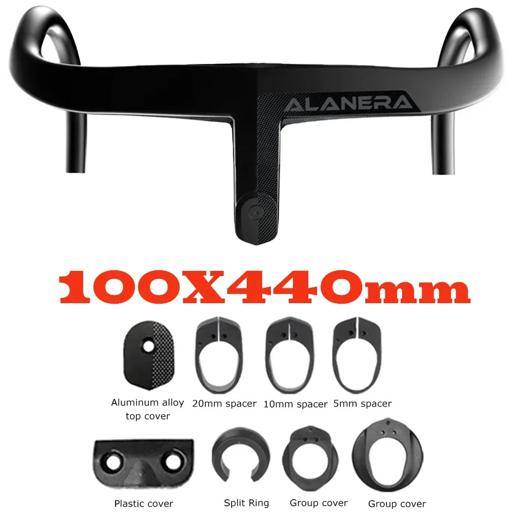 28.6mm Road Bike Cockpit Full Internal Cable Integrated Handlebar 360-440mm