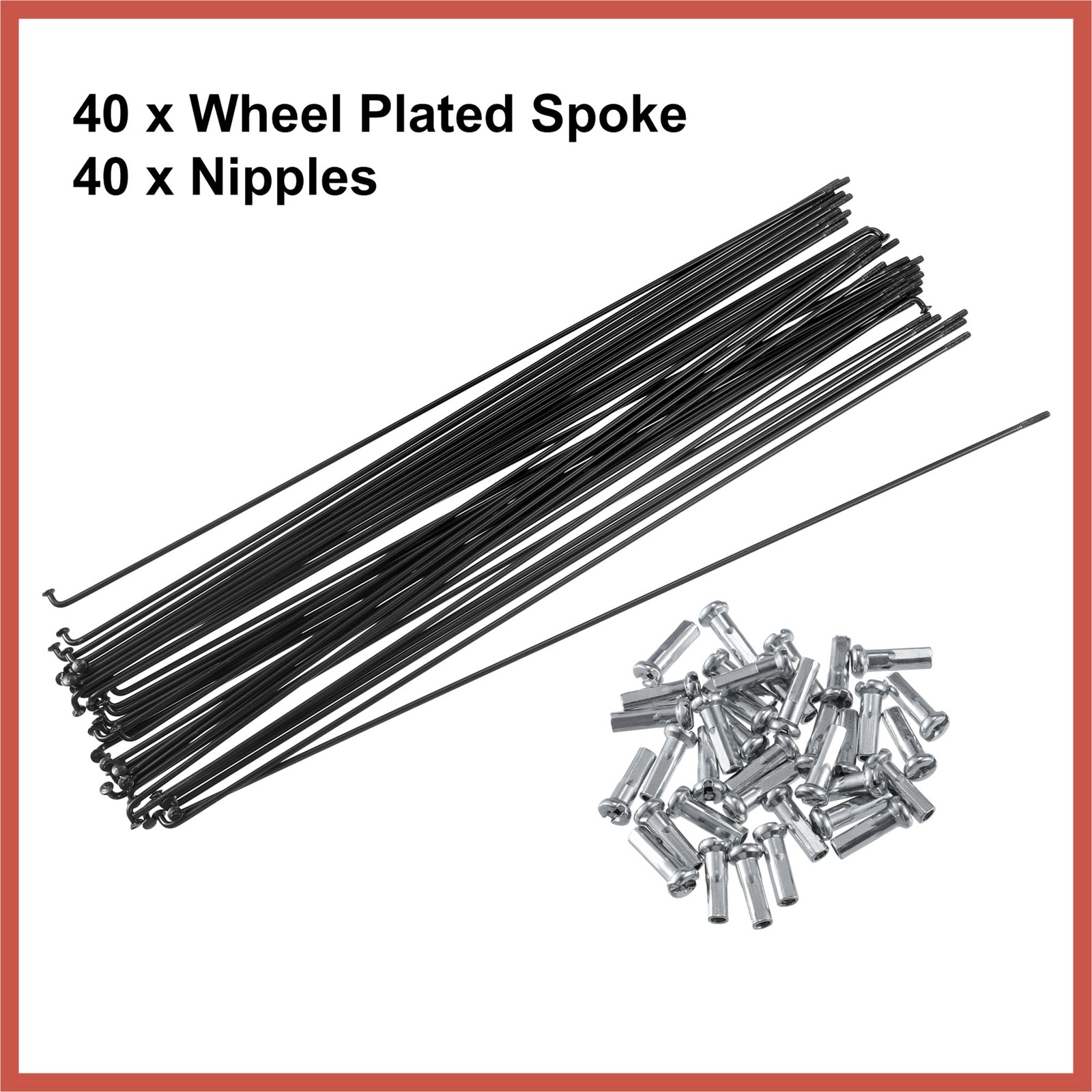 40 Pcs Bicycle Steel Spokes 14G Bike Spoke 268mm Length Wheel Wire Nipple