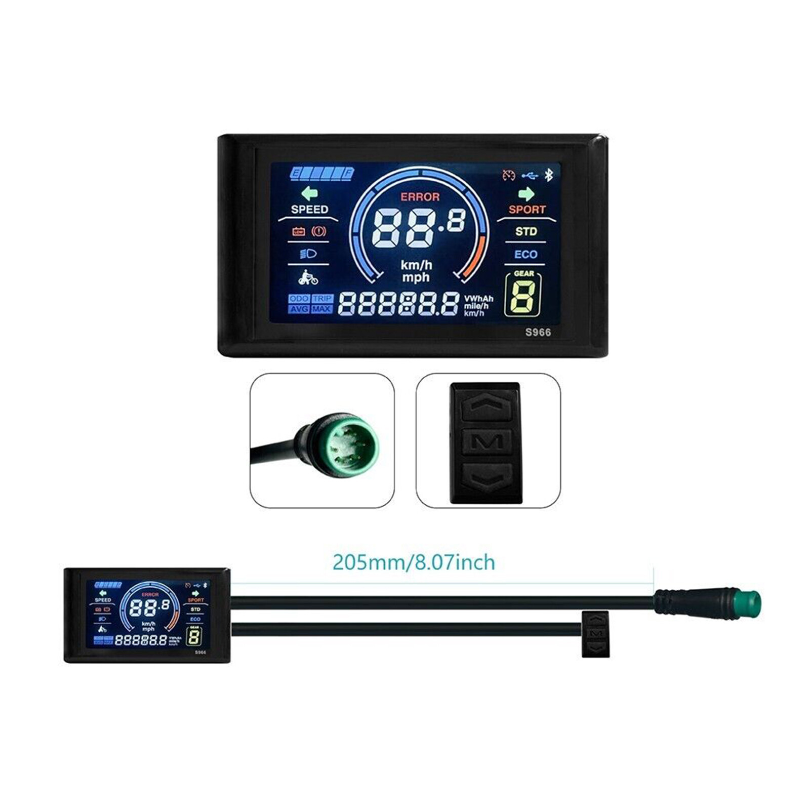 24-72V E-bike Electric LCD-S966 Colorful Display Control Panel Agreement No.2.