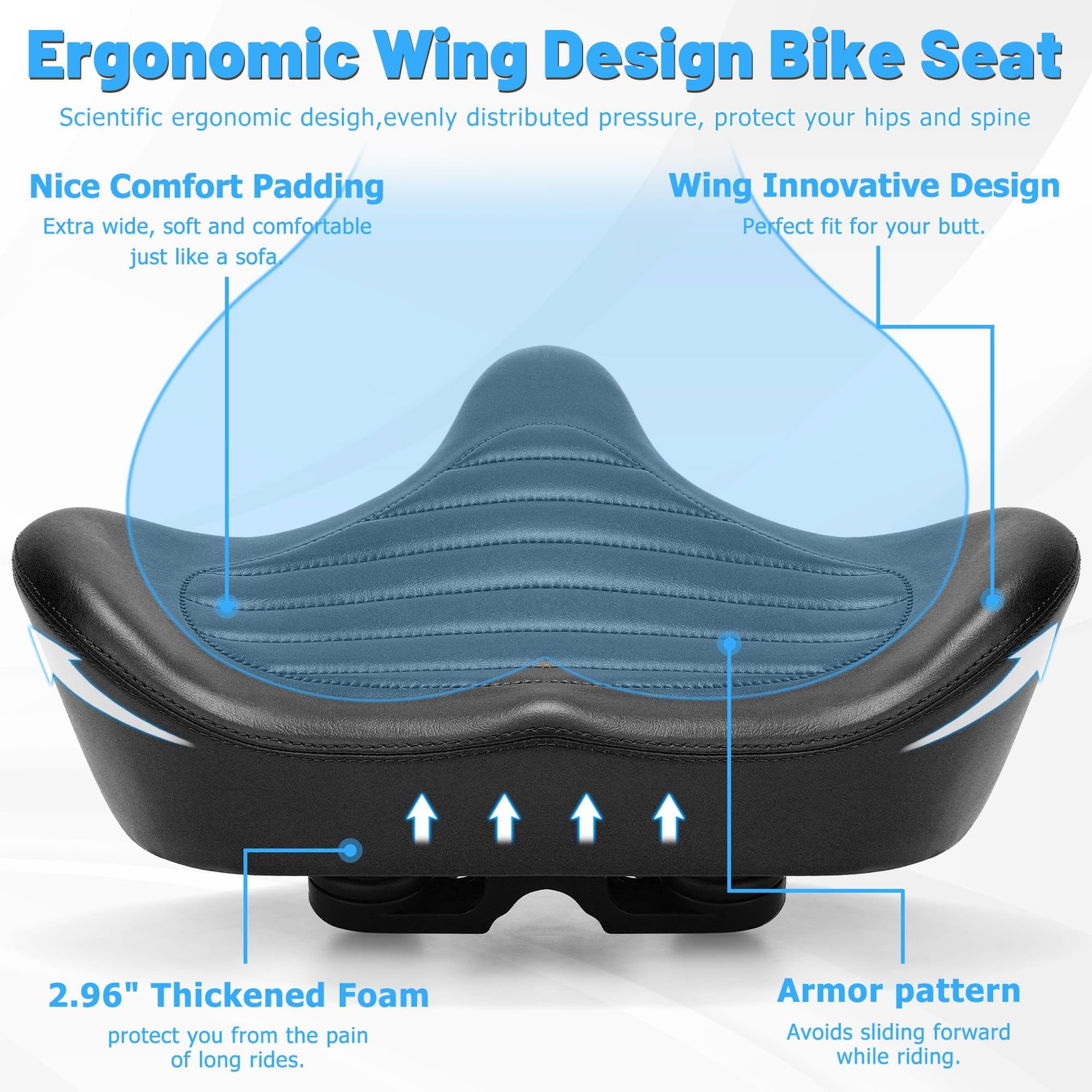 CDYWD Oversized Bike Seat for Men & Women Comfort, Extra Wide Bicycle Seat Cu…