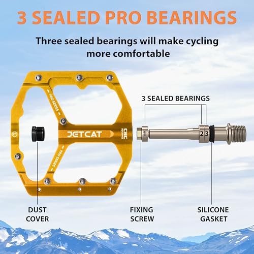 Mountain Bike Pedals Flat – MTB Pedals Flat, Bicycle Pedals, Road Bike gold