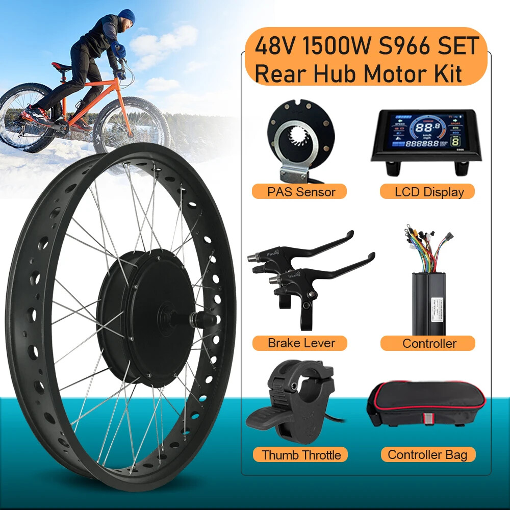 48V 1500W 20 24 26in Snow E-bike Fat Brushless Gearless Rear Rotate Hub Motor