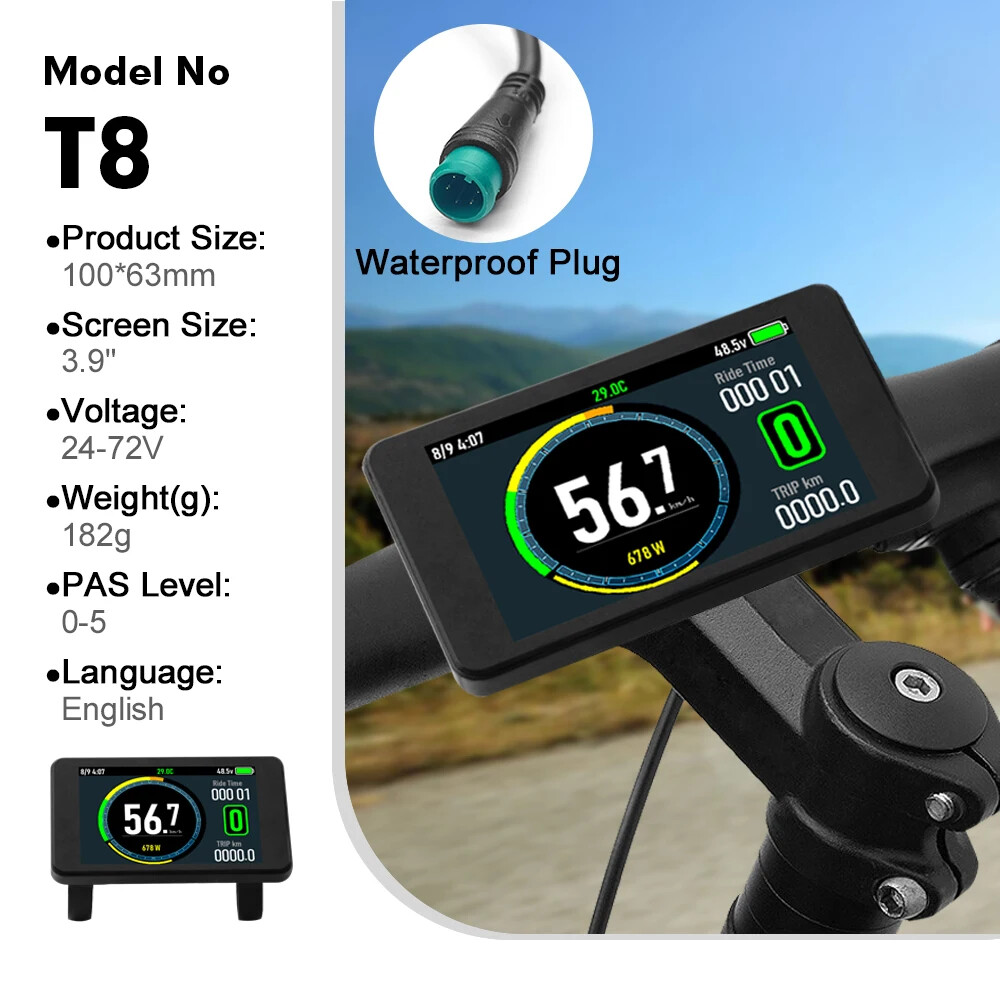 E-bike Display 24V 36V 48V 52V 60V 72V E-bike Colour SM/Waterproof Plug Display