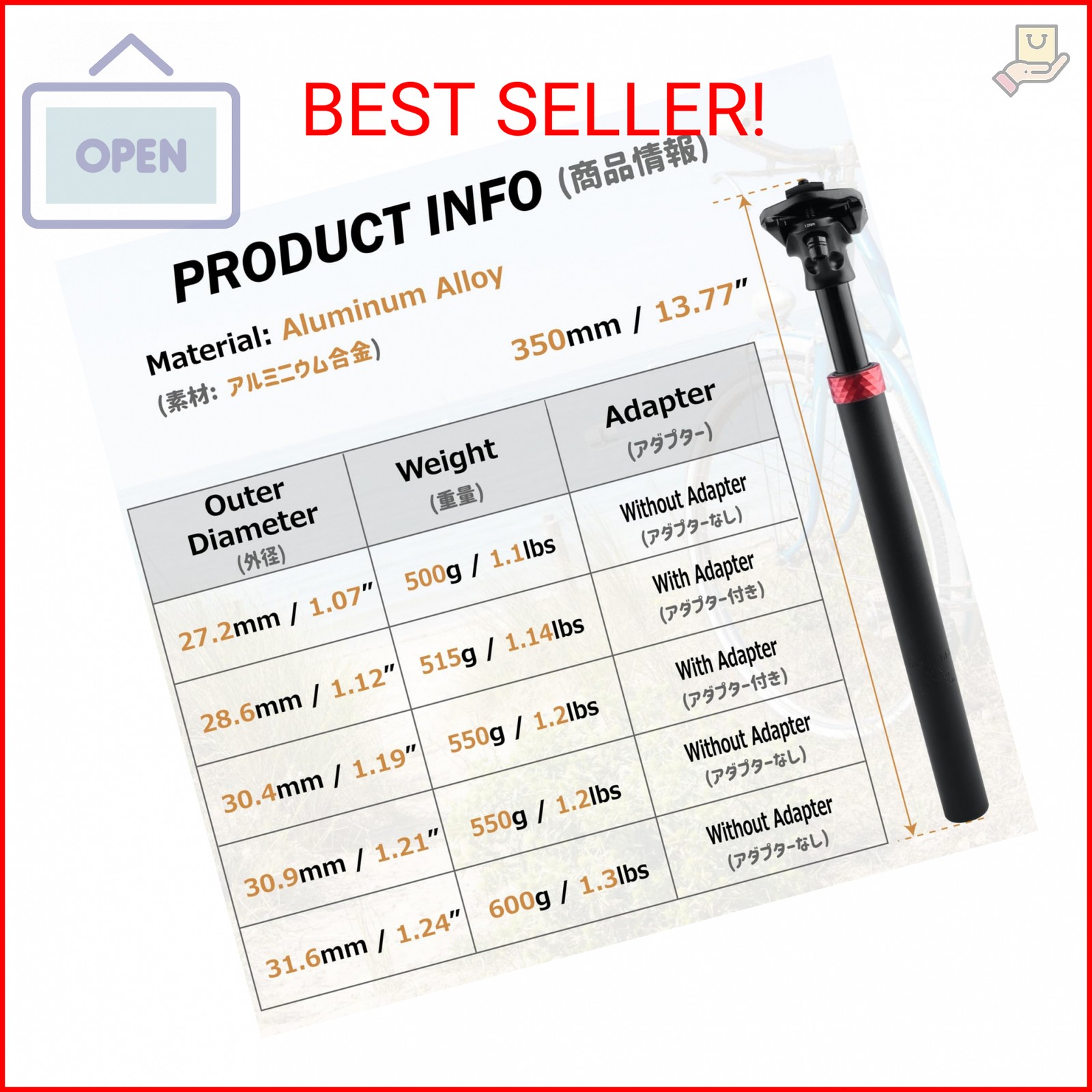 Azarxis Bike Suspension Seatpost Shock Absorber Damper Post 27.2 28.6 30.4 30.9