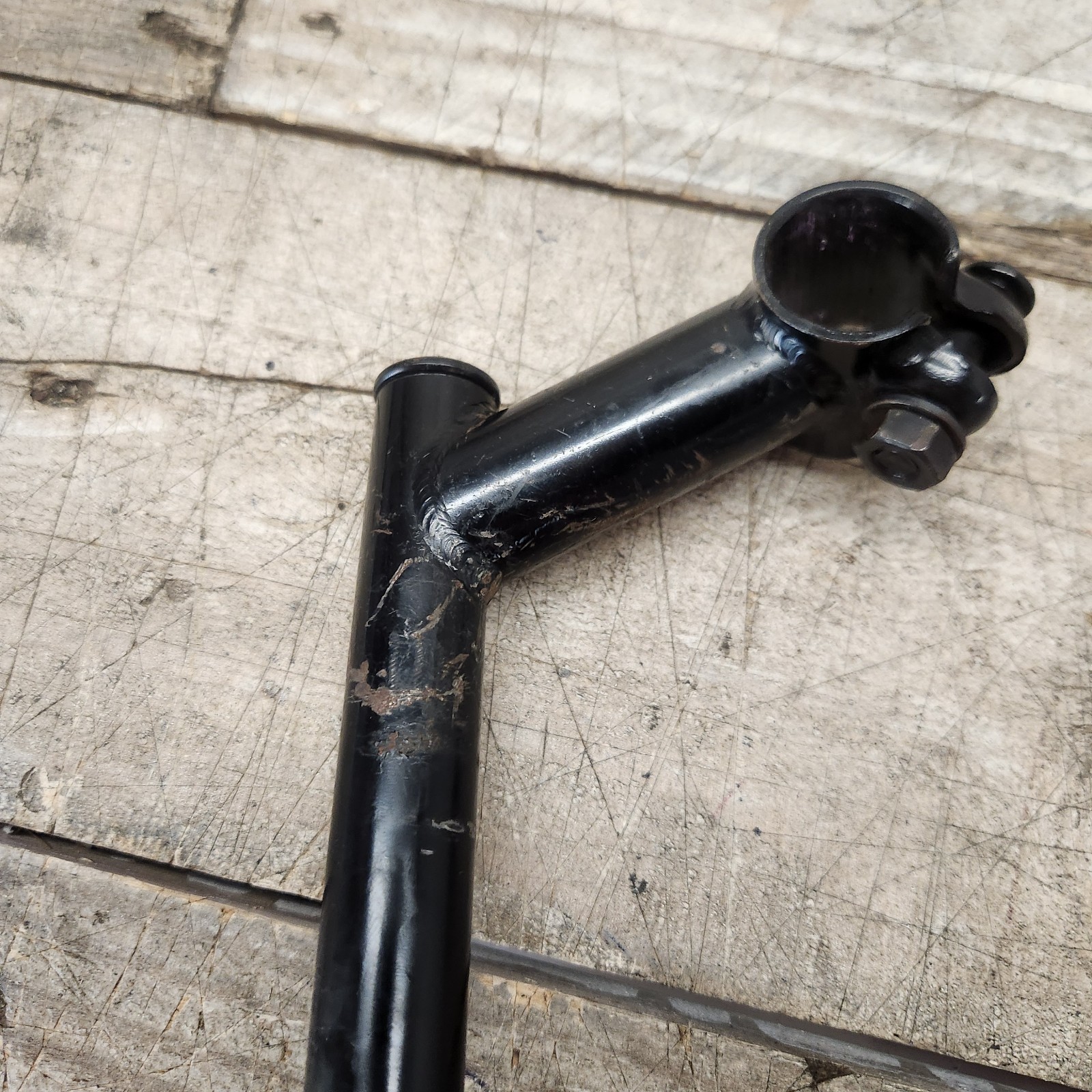 1990s Black Steel Bicycle Quill Stem 21.1mm Quill 25.4mm Clamp 80mm Reach