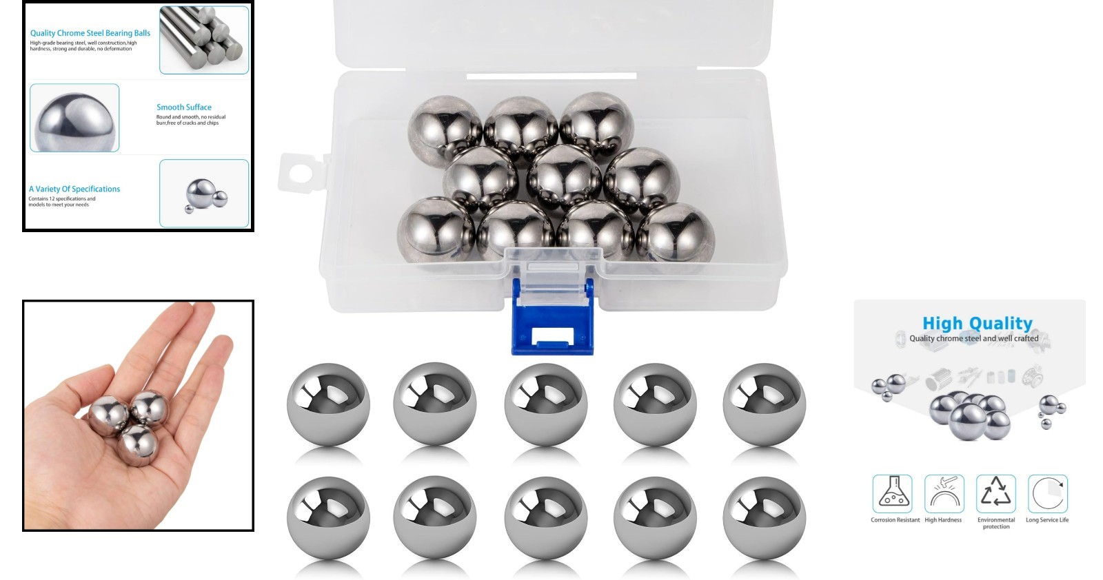 High Hardness 3/4 Inch Chrome Steel Balls for Bicycles and Machinery – 10 Pack