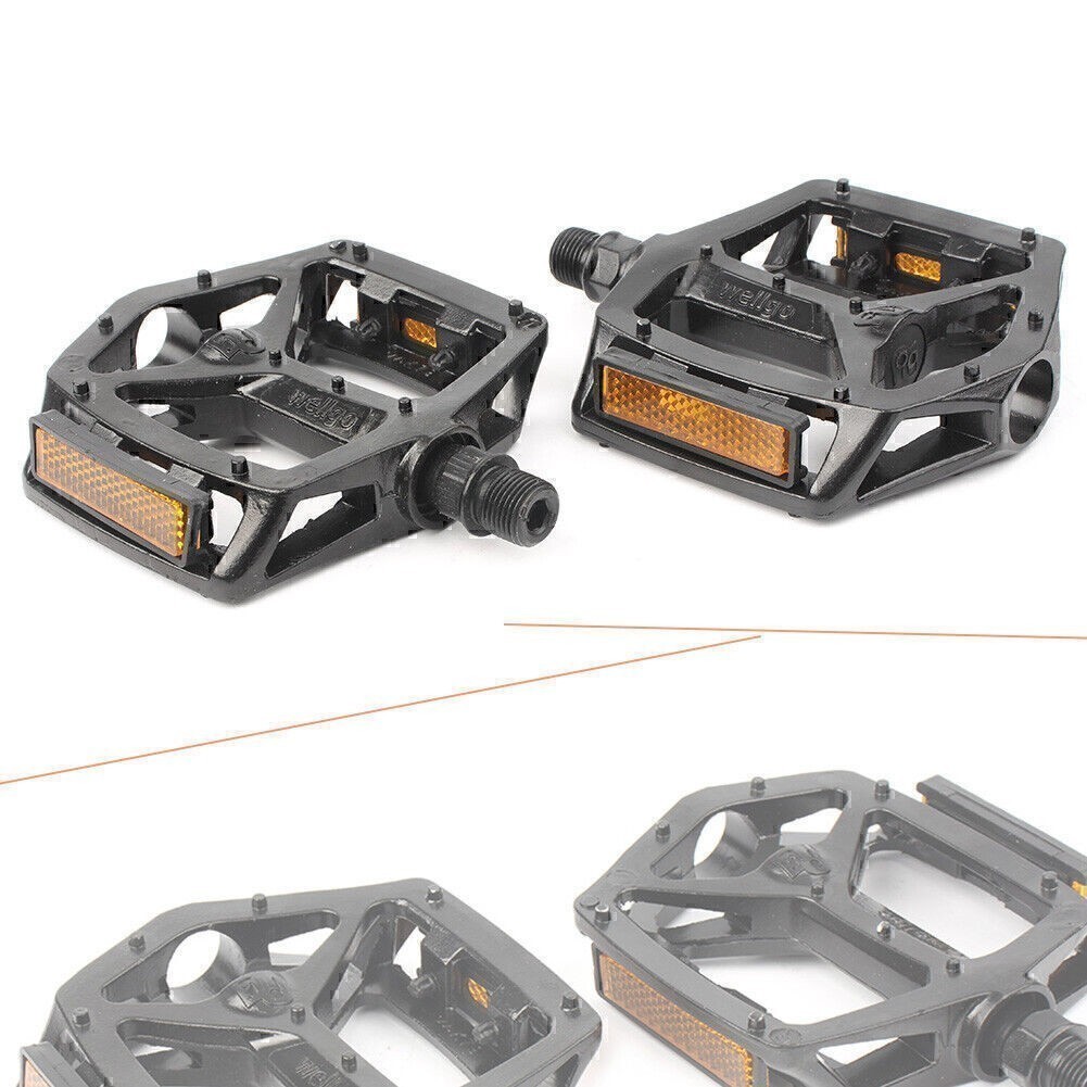 Pair Bike Pedals Platform Wellgo B087 Cr-Mo Spindle 9/16″ DU Sealed Bearings