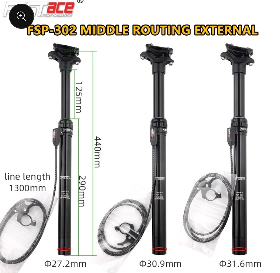 Adjustable Bicycle Dropper Seat Post MTB 125mm Travel 27.2/30.9/31.6mm