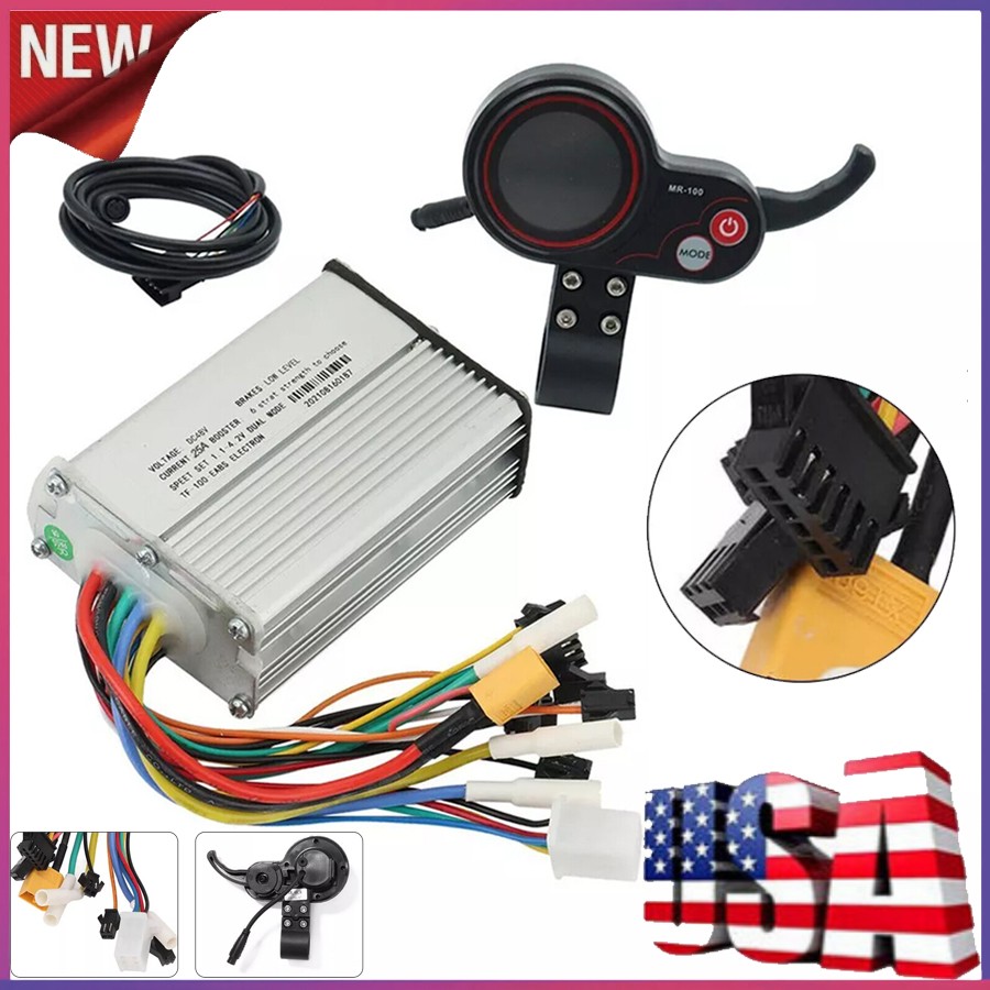 1200W 48V-25A Brushless Motor Controller & LCD Display + 6 Pin Cable For Scooter